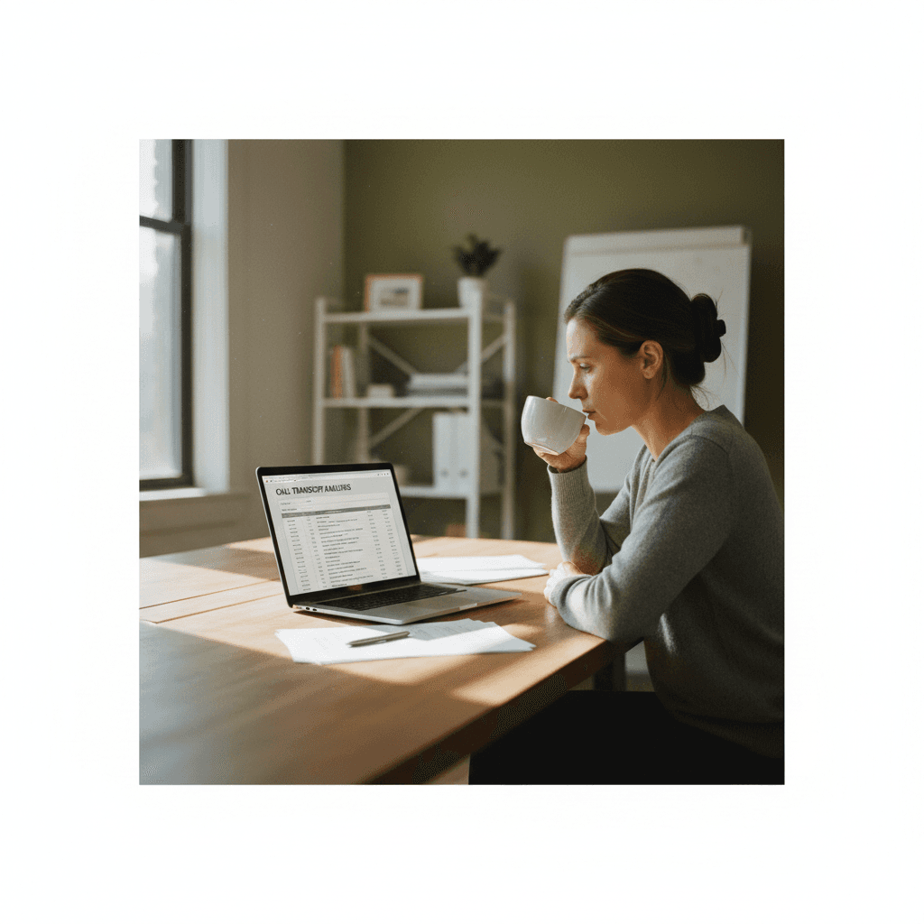 Sales professional reviewing AI agent conversation transcripts